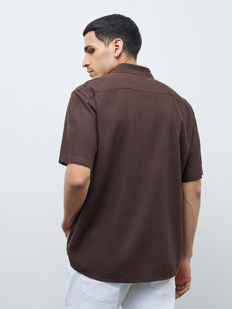 Ascot Dark Brown Striped Relaxed-Fit Shirt