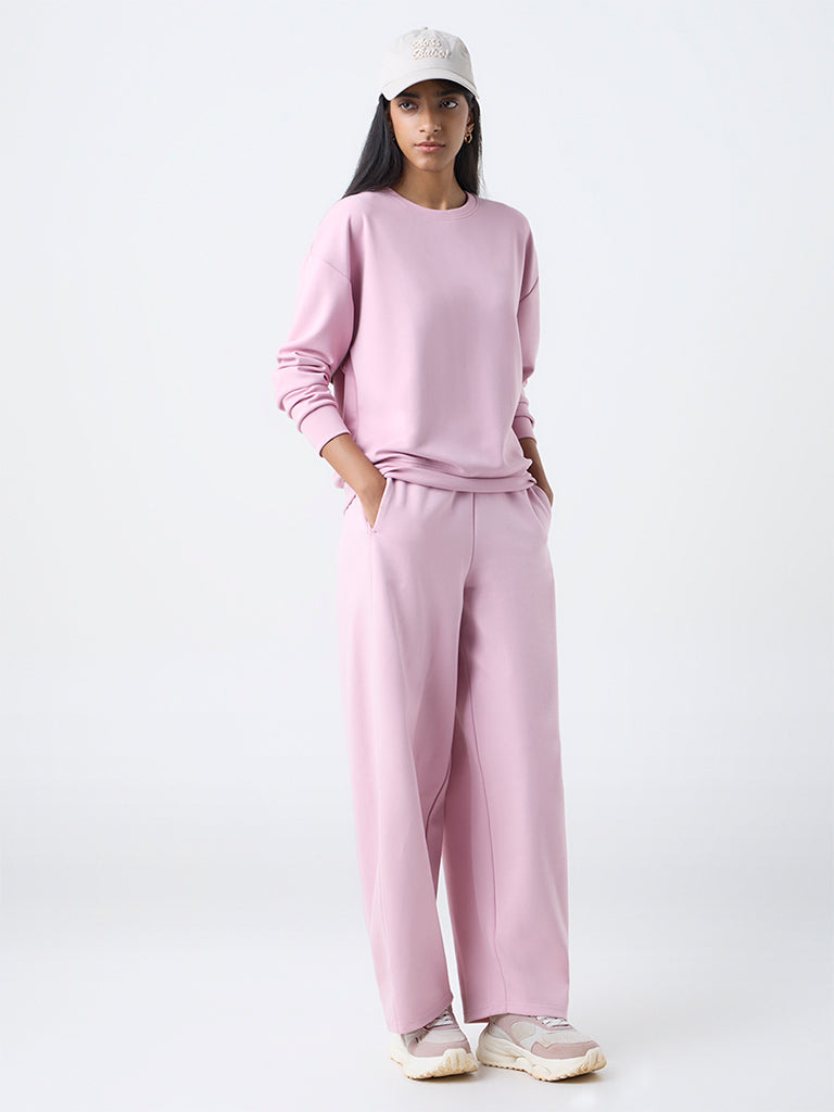 Studiofit Pink Solid High-Rise Track Pants