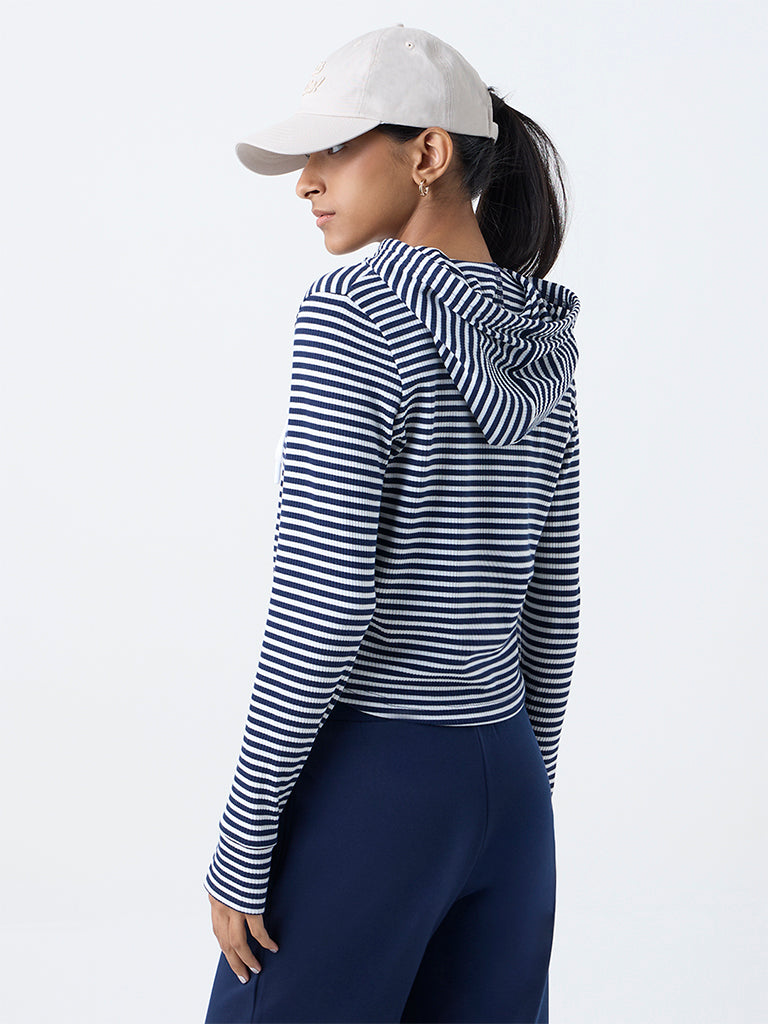 Studiofit Navy Striped Hooded Jacket