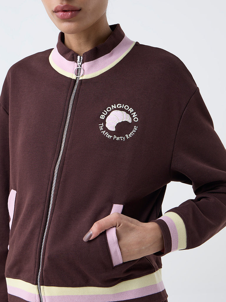 Studiofit Dark Brown Striped Jacket