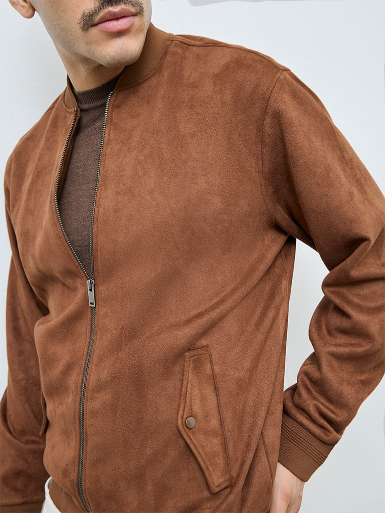 Ascot Brown Relaxed-Fit Suede Jacket