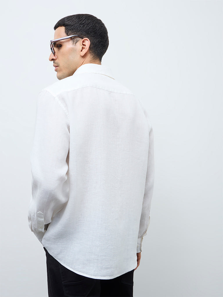 Ascot White Relaxed-Fit Linen Shirt