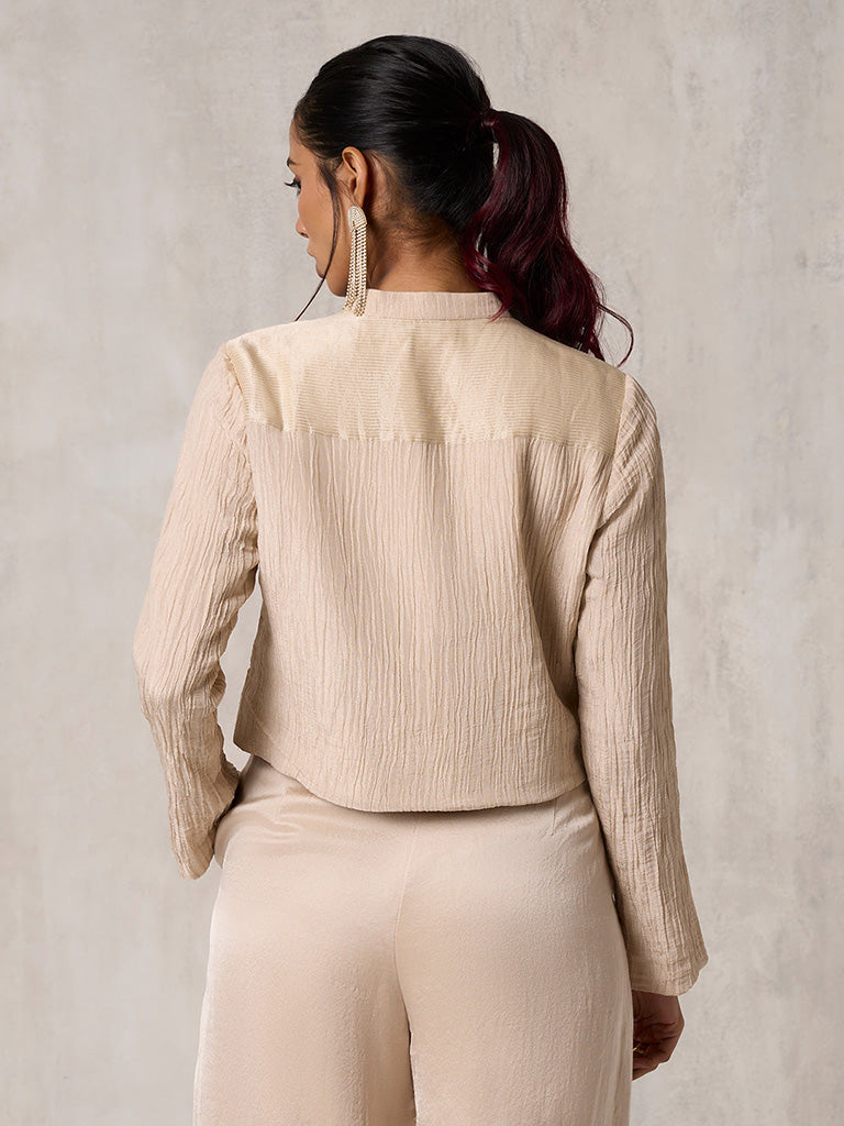 Embroidered Beige Top