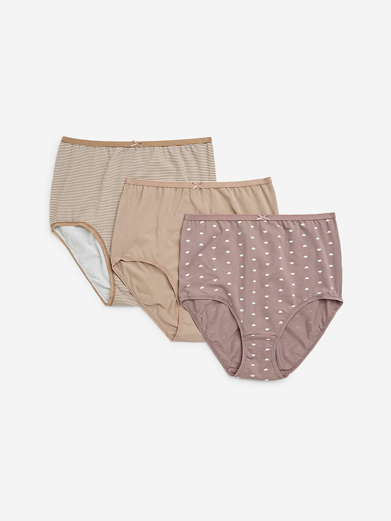 Wunderlove 3-Pack Printed Cotton-Blend Briefs