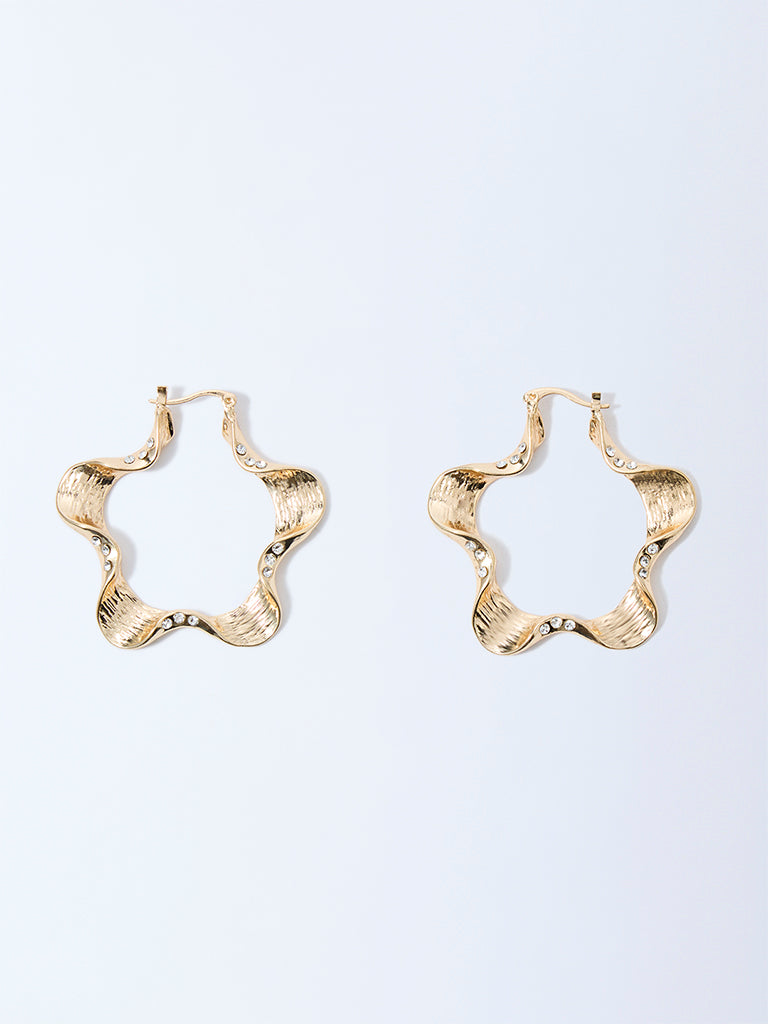 Westside Accessories Gold Wavy Floral Earrings