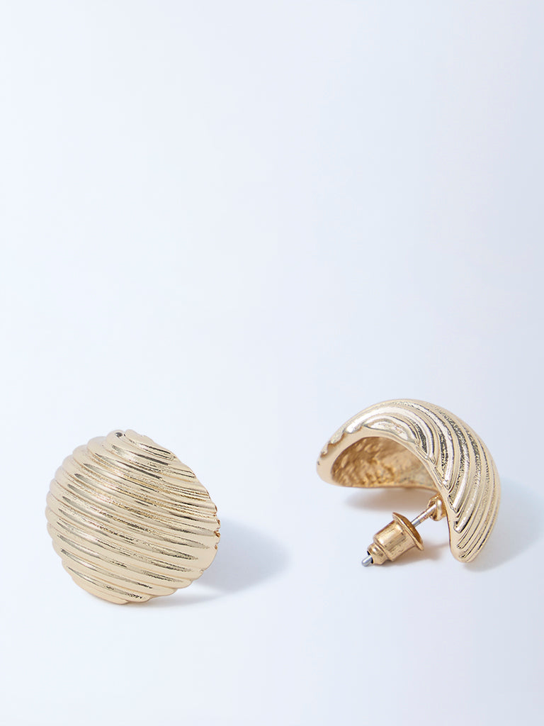 Westside Accessories Gold Line-Textured Stud Earrings