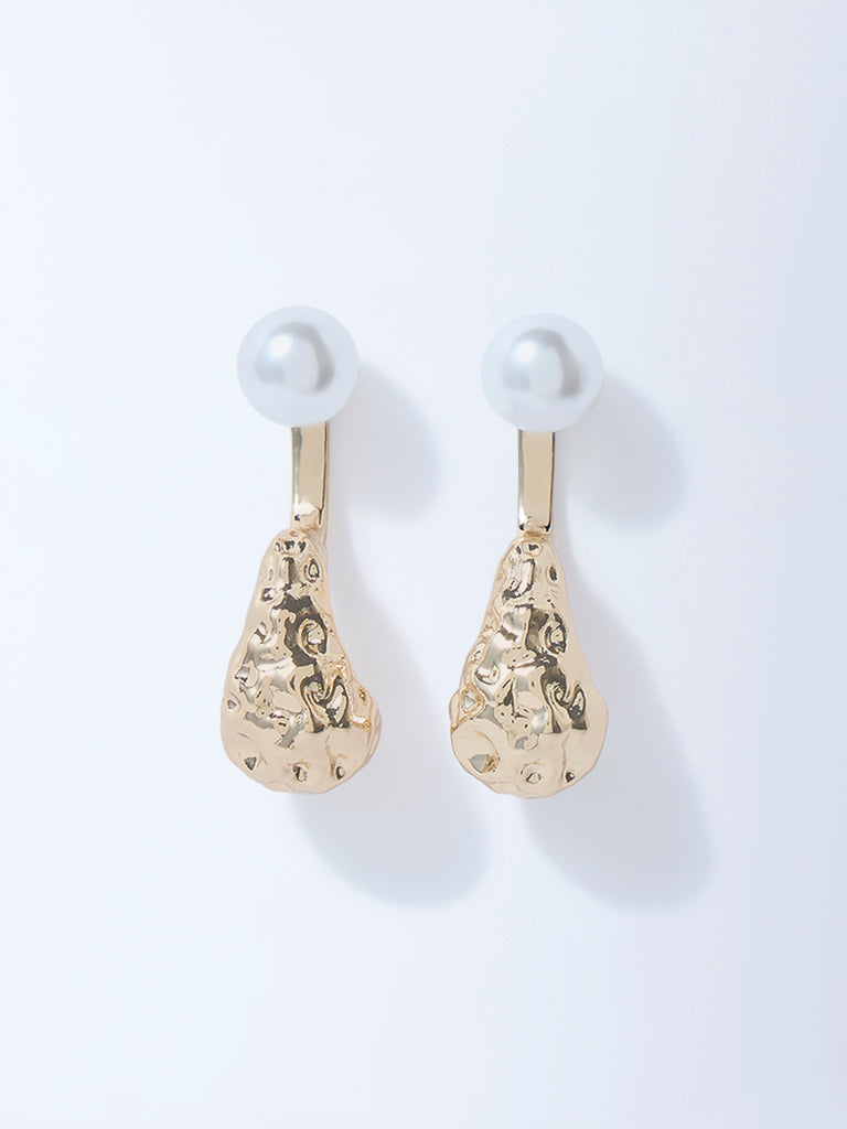 Westside Accessories Gold Pearl Textured Earrings
