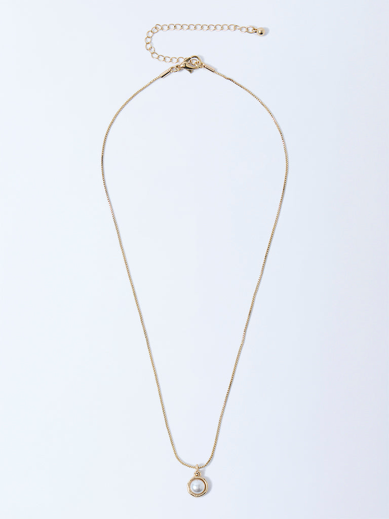 Westside Accessories Gold Dainty Pearl Charm Necklace