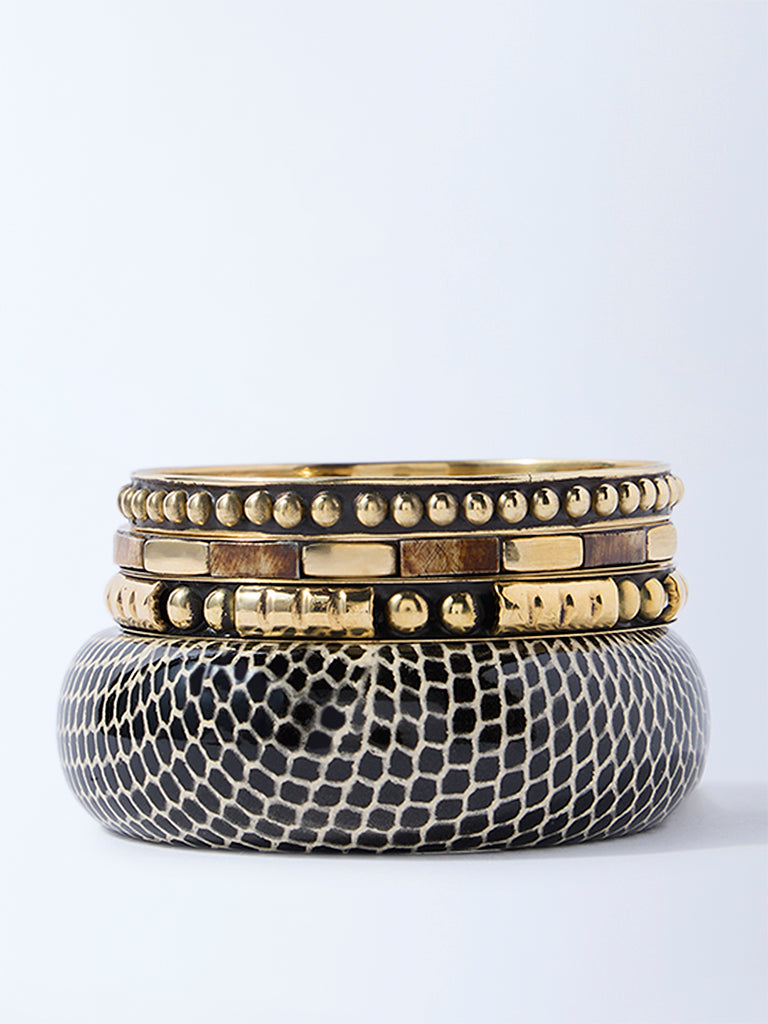 Westside Accessories Gold and Black Stack Bangles - Pack of 4