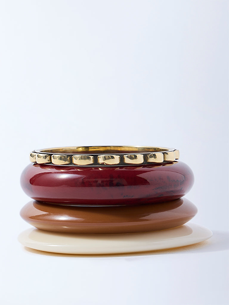 Westside Accessories Multicolour Resin and Metal Bangles - Pack of 4