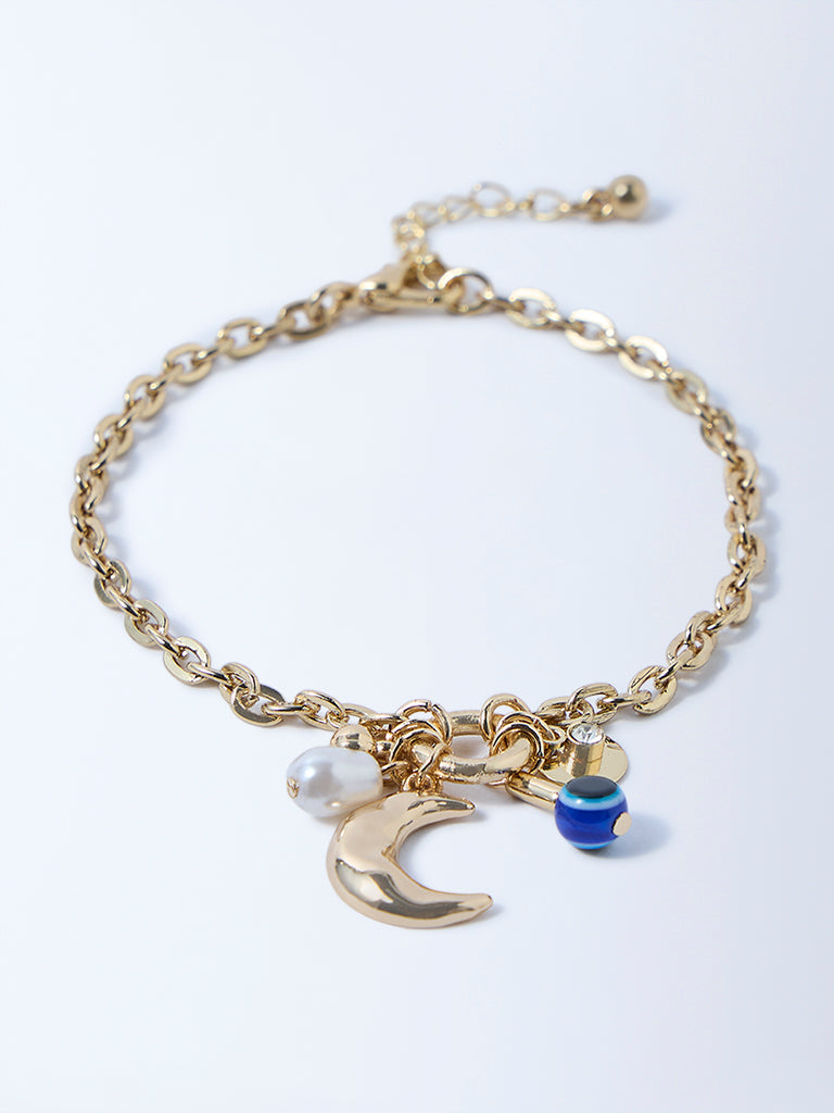 Westside Accessories Gold Evil Eye and Cuff Bracelets - Pack of 2