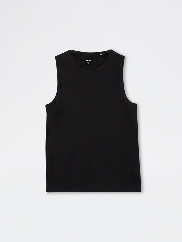 Nuon Black Ribbed Slim-Fit Cotton-Blend T-Shirt