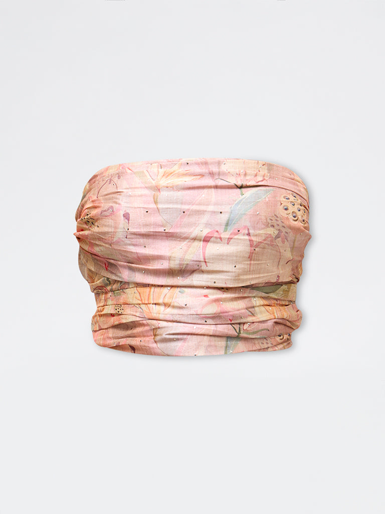 Vark Light Pink Floral Pattern Tube Top