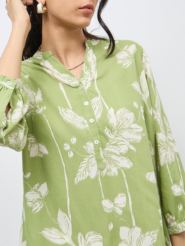 Utsa Green Floral Tunic