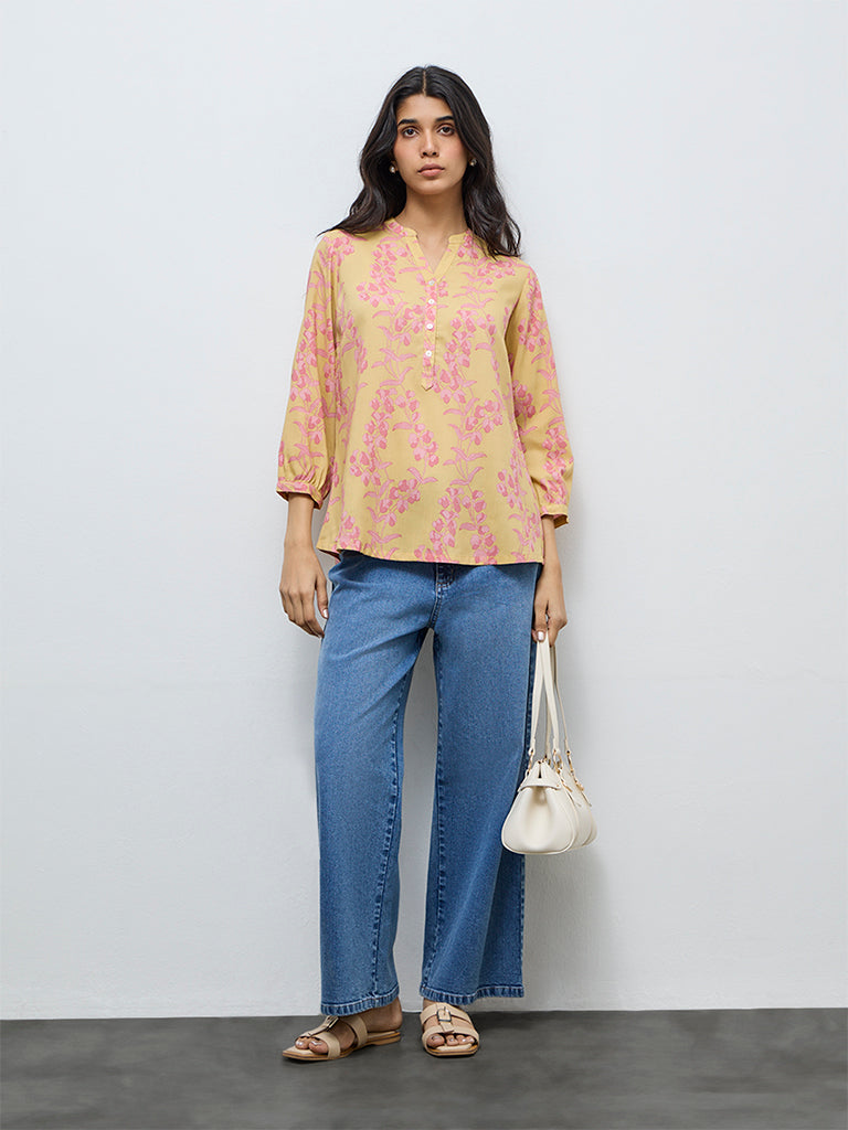 Utsa Yellow Floral Printed Tunic