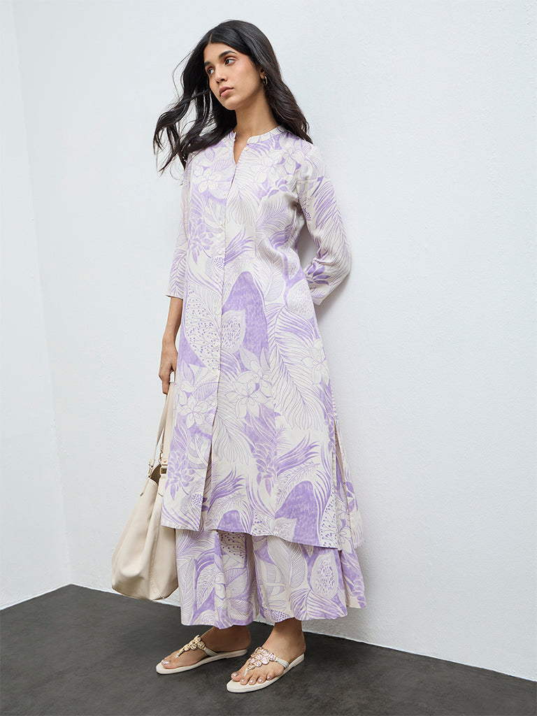 Utsa Lilac Floral Printed Palazzos