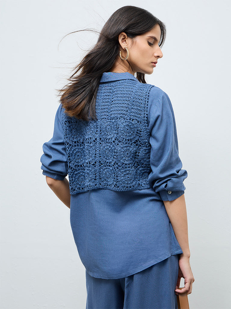 Zuba Blue Crochet Top