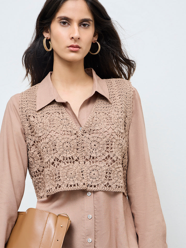 Zuba Brown Crochet Top