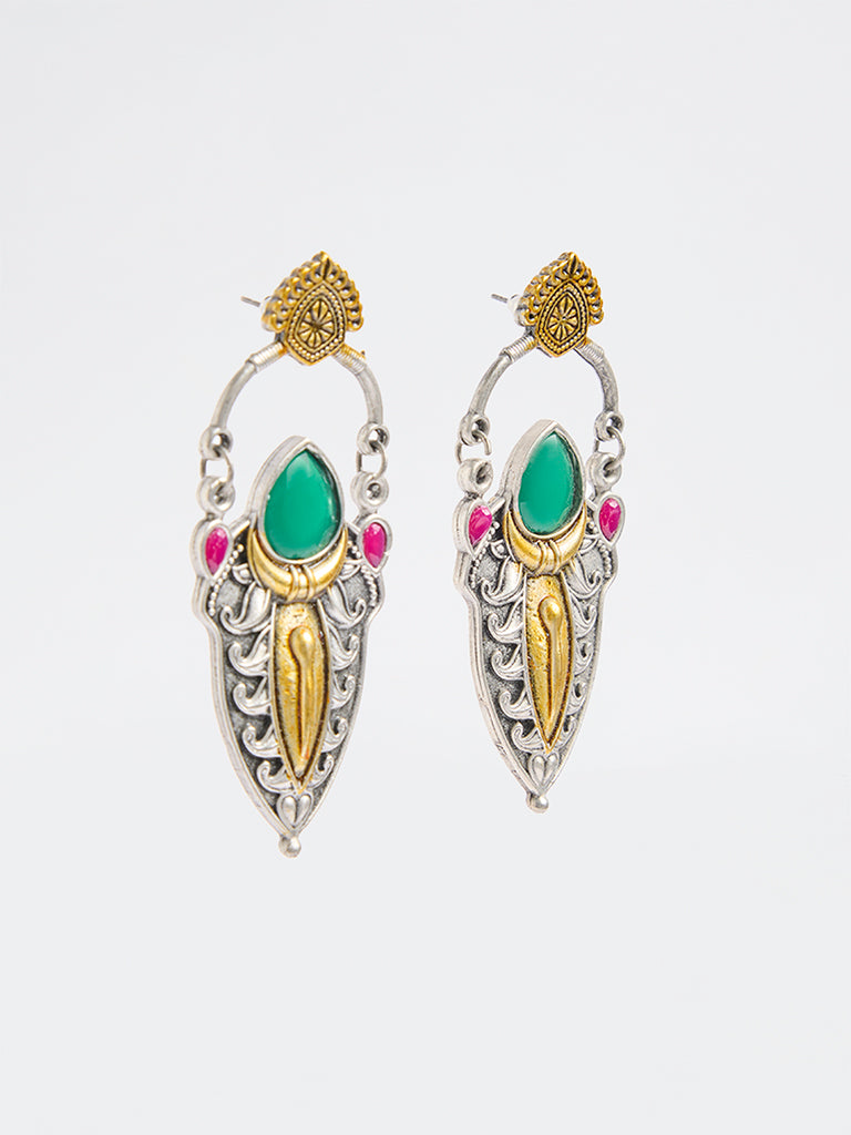 Westside Accessories Multicolour Oxidised Stone Jhumki Earrings