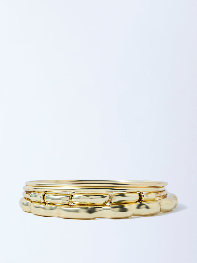 Westside Accessories Gold Chunky Bangles - Pack of 3