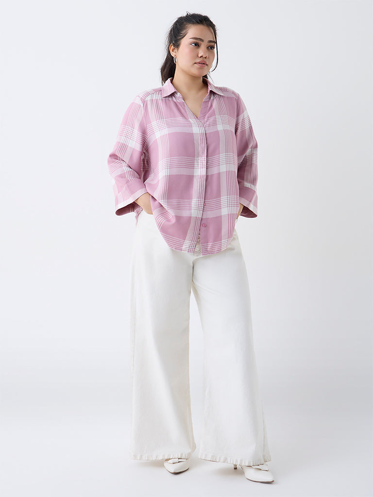 Gia Pink Checks Pattern Shirt