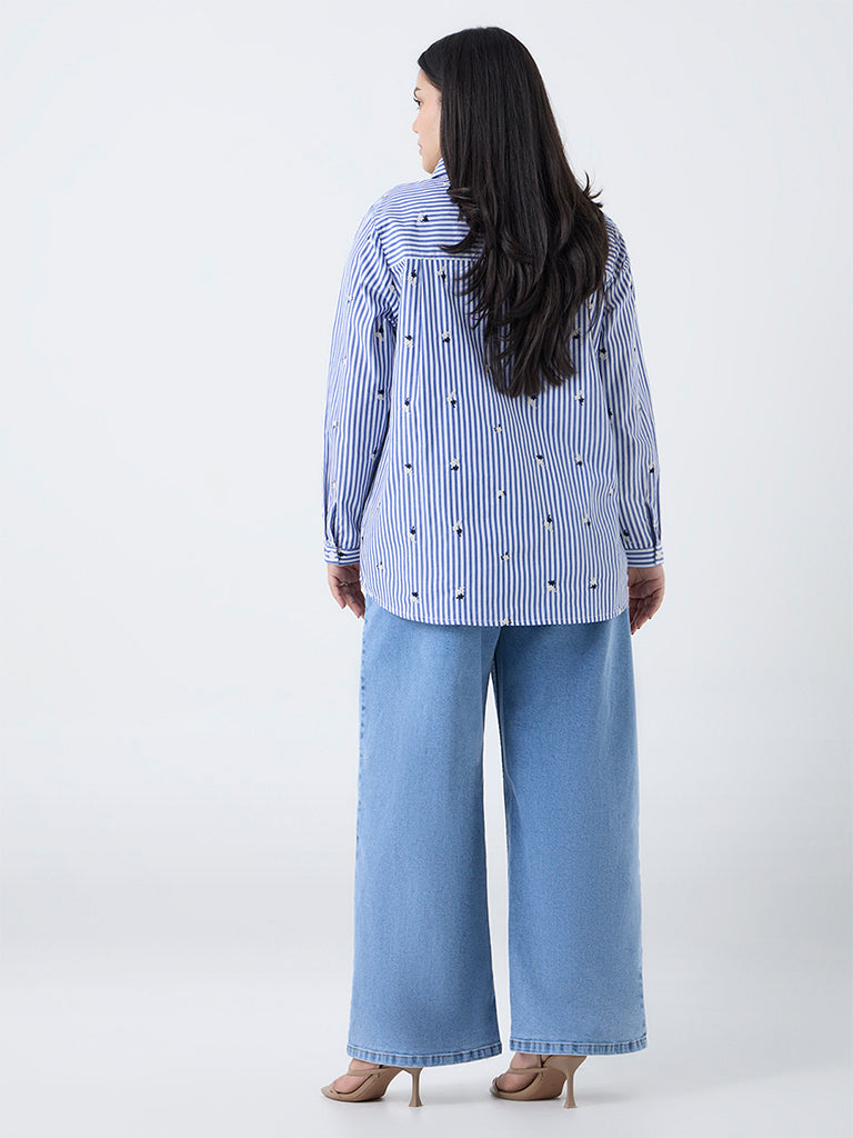 Gia Blue Striped Cotton Shirt