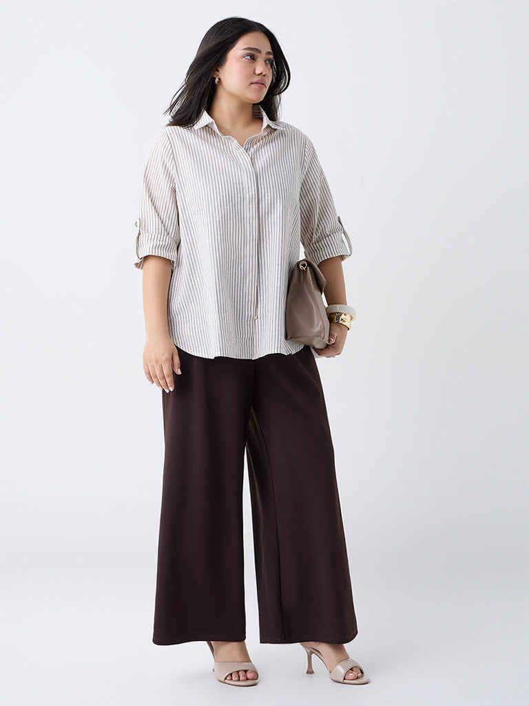 Gia Cream Striped Cotton-Blend Shirt