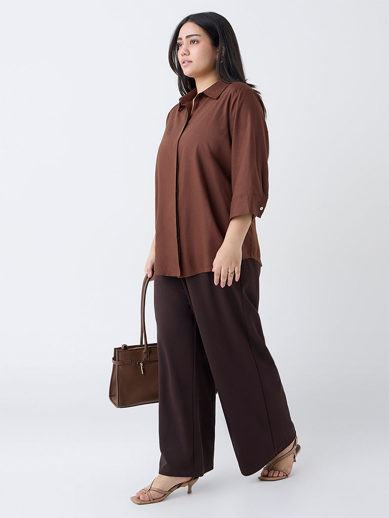 Gia Dark Brown Solid Shirt