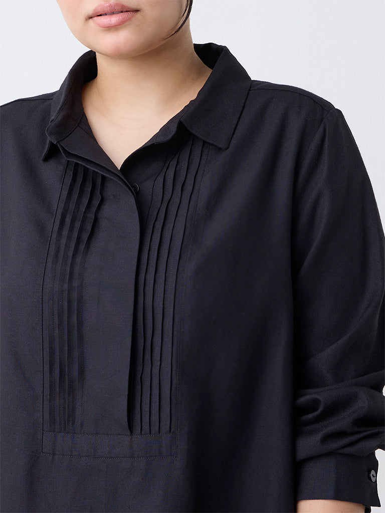 Gia Black Pintuck Detailed Blouse