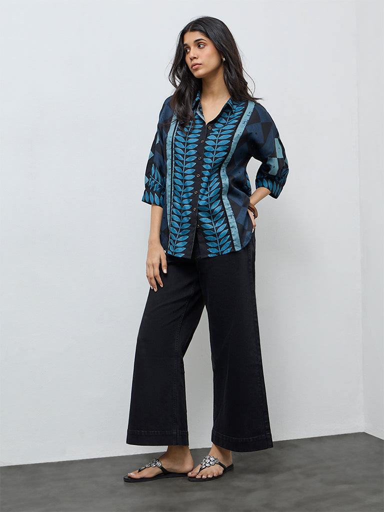Utsa Indigo Botanical Printed Cotton Tunic