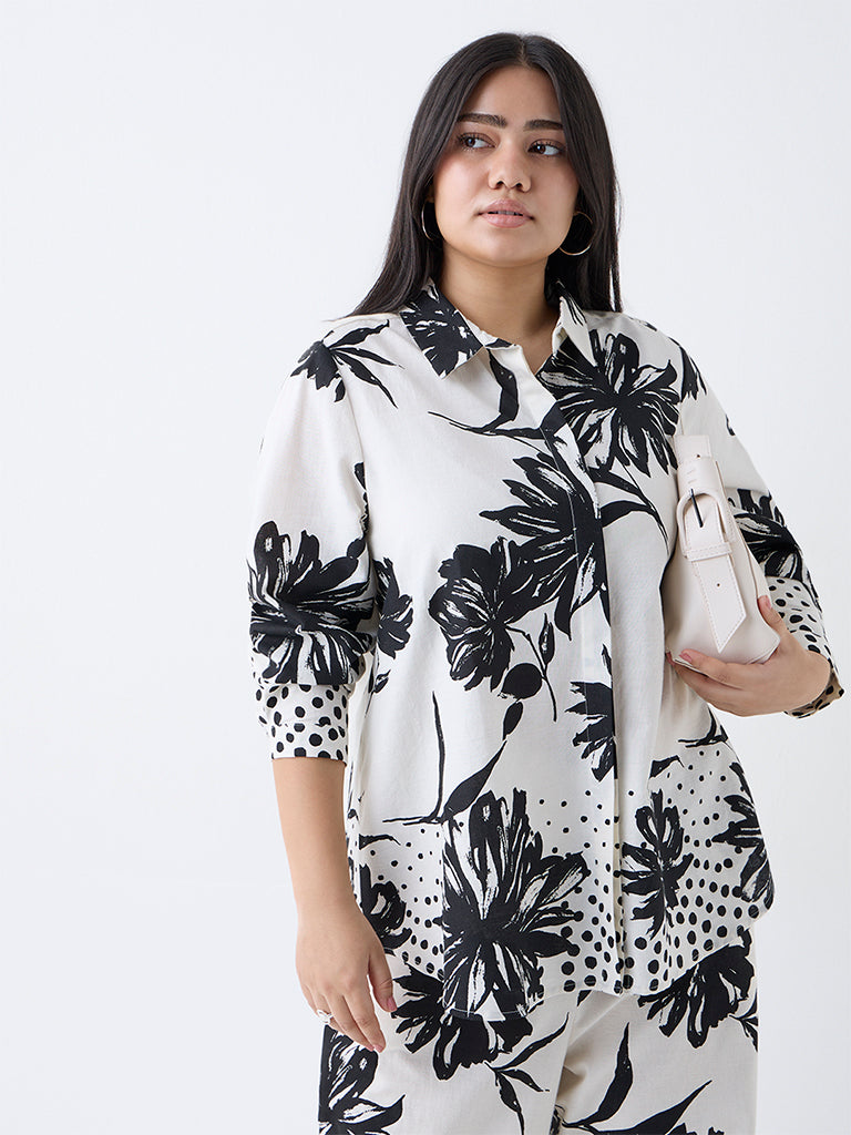 Gia Black Floral Printed Shirt