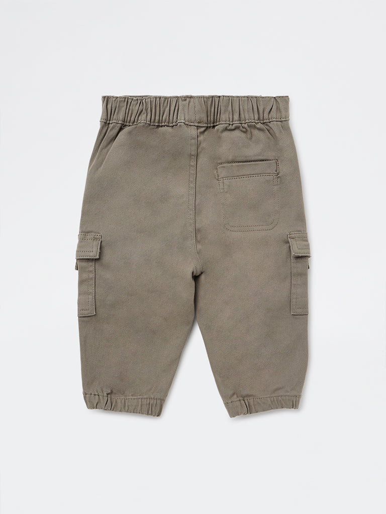 HOP Baby Boys Olive Mid-Rise Cotton-Blend Joggers