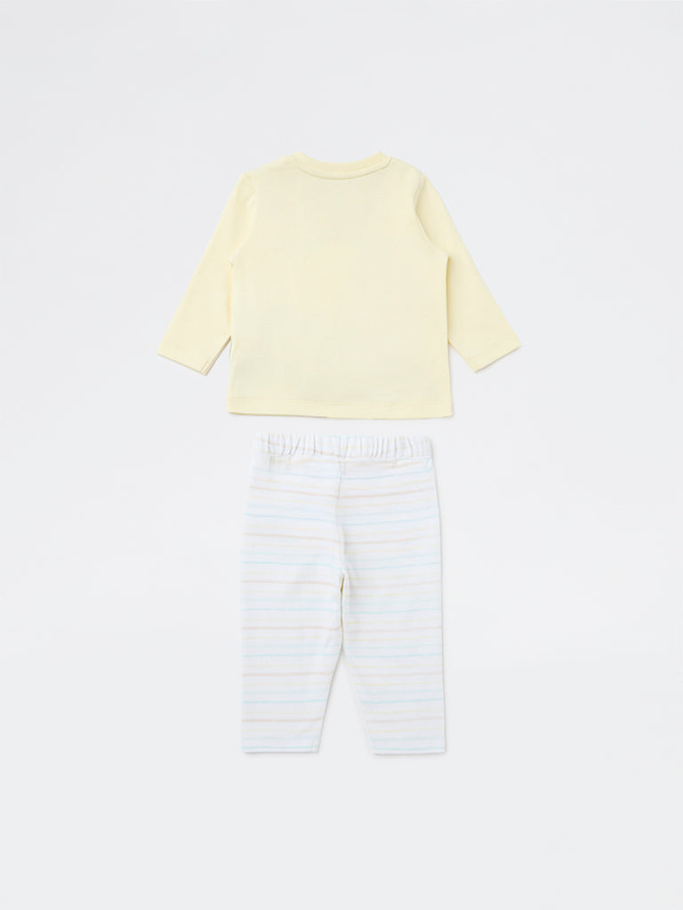 HOP Baby Boys Multicolour Printed Cotton T-Shirt and Pants Set