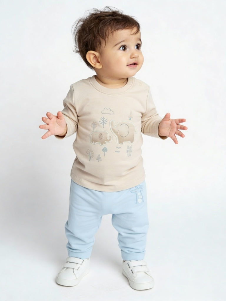 HOP Baby Boys Multicolour Printed Mid-Rise Cotton Pants - Pack of 5