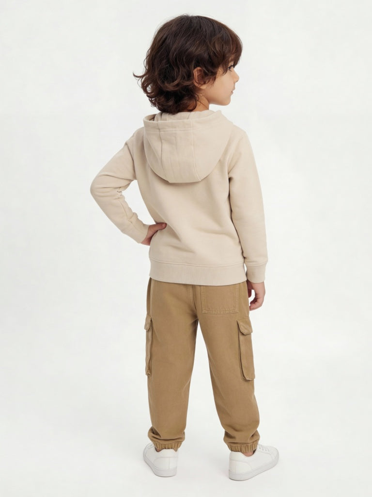 HOP Kids Boys Brown Cargo-Style Mid-Rise Jeans