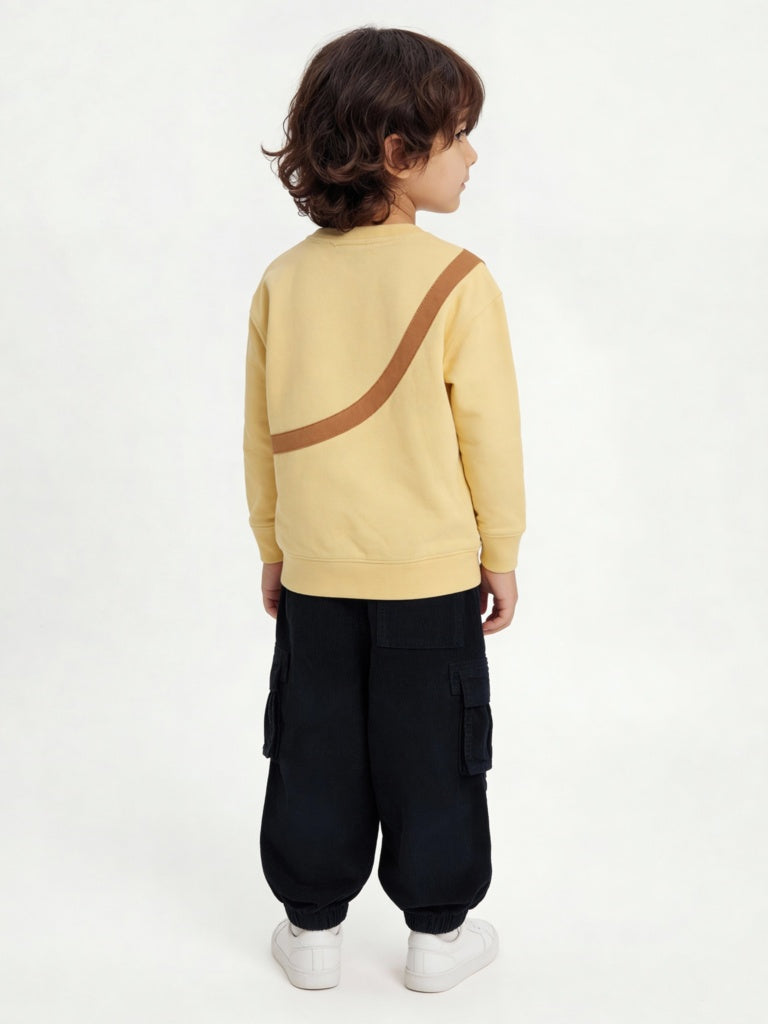 HOP Kids Boys Yellow Pouch Detailed Cotton-Blend Sweatshirt