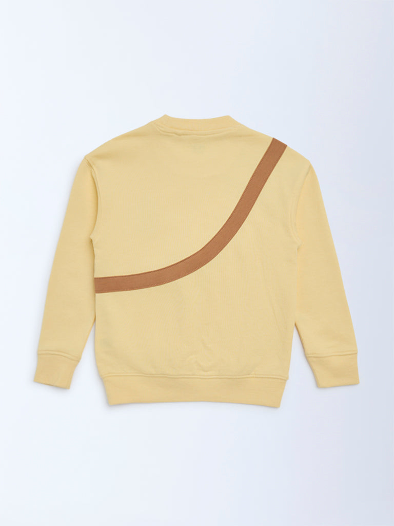 HOP Kids Boys Yellow Pouch Detailed Cotton-Blend Sweatshirt