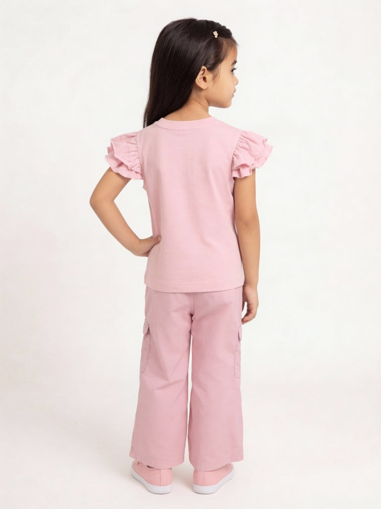 HOP Kids Girls Light Pink Unicorn Embellished Top