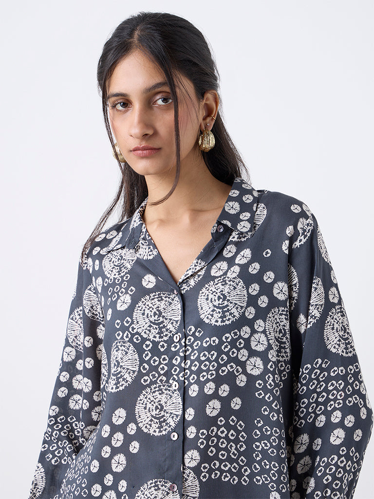 Utsa Charcoal Printed Tunic