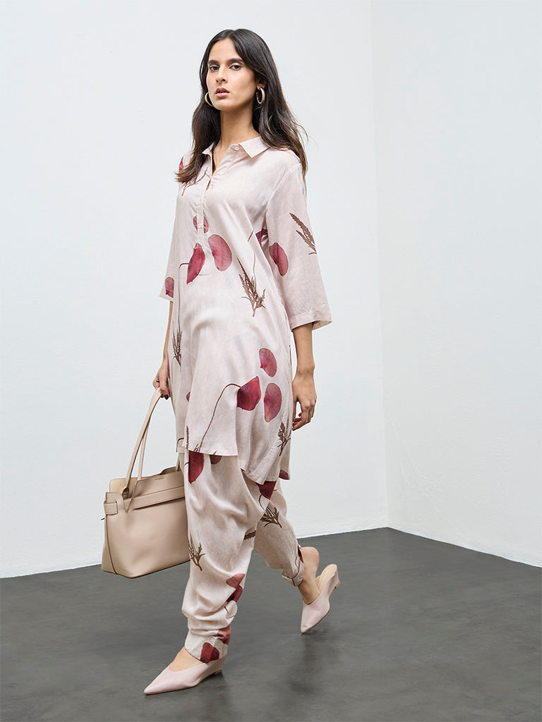 Zuba Off-White Botanical Printed Dhoti Pants