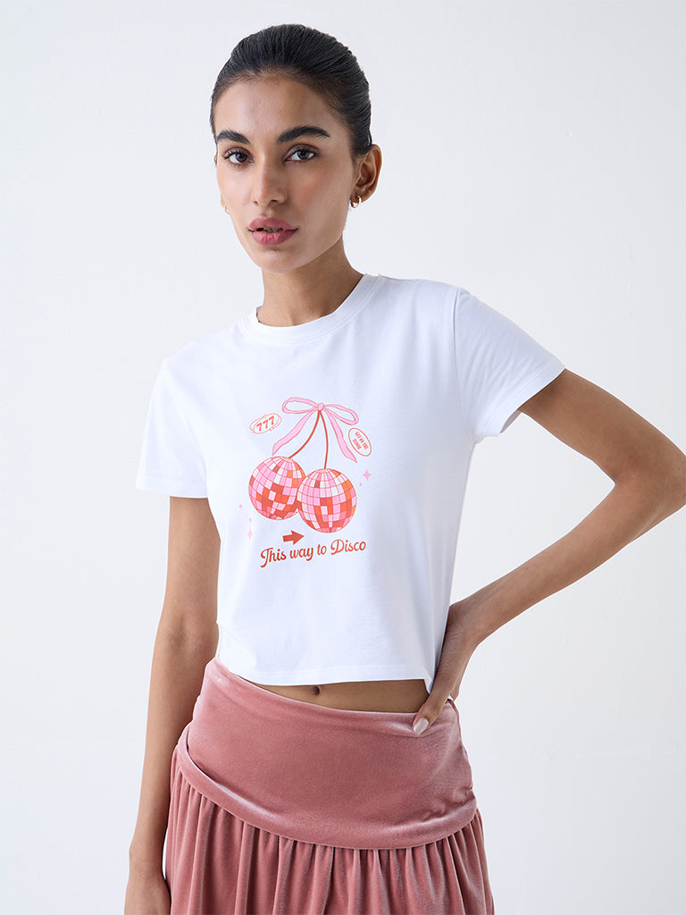 Superstar White Graphic Printed Cotton-Blend T-Shirt
