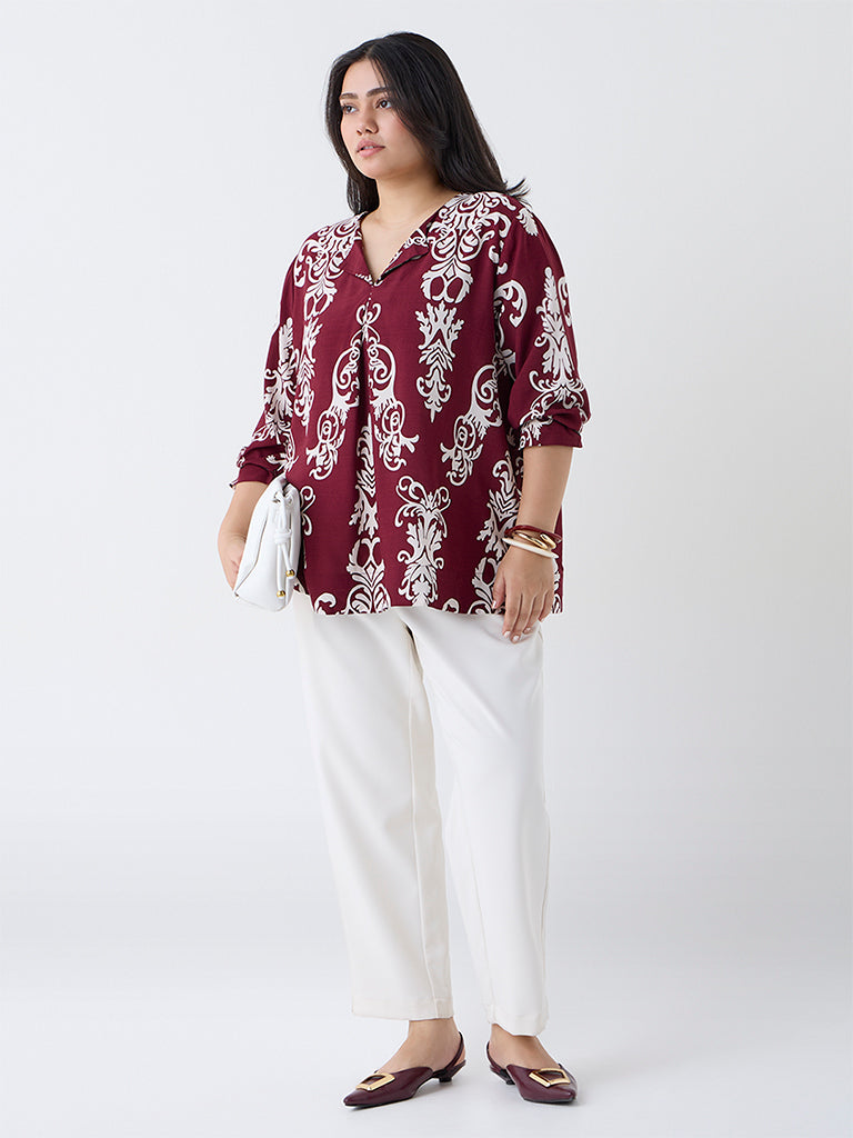 Gia Maroon Printed Blouse
