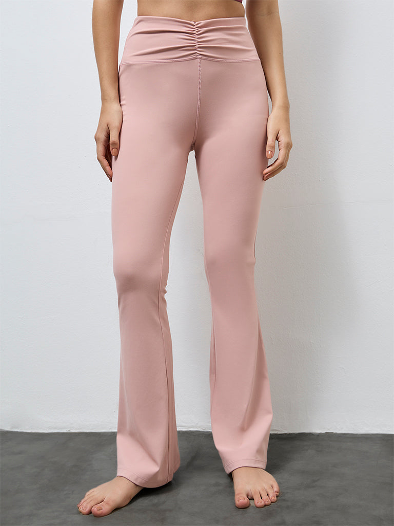 Nuoflexx Pink Solid Mid-Rise Yoga Pants