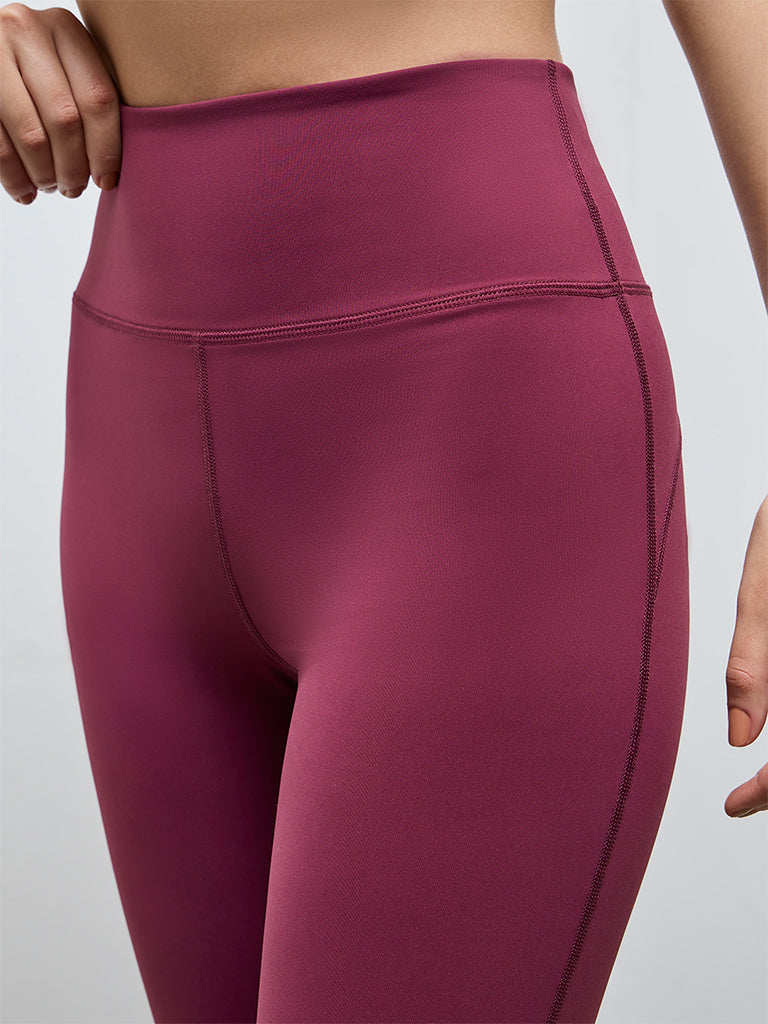 Nuoflexx Wine Solid Mid-Rise Yoga Pants