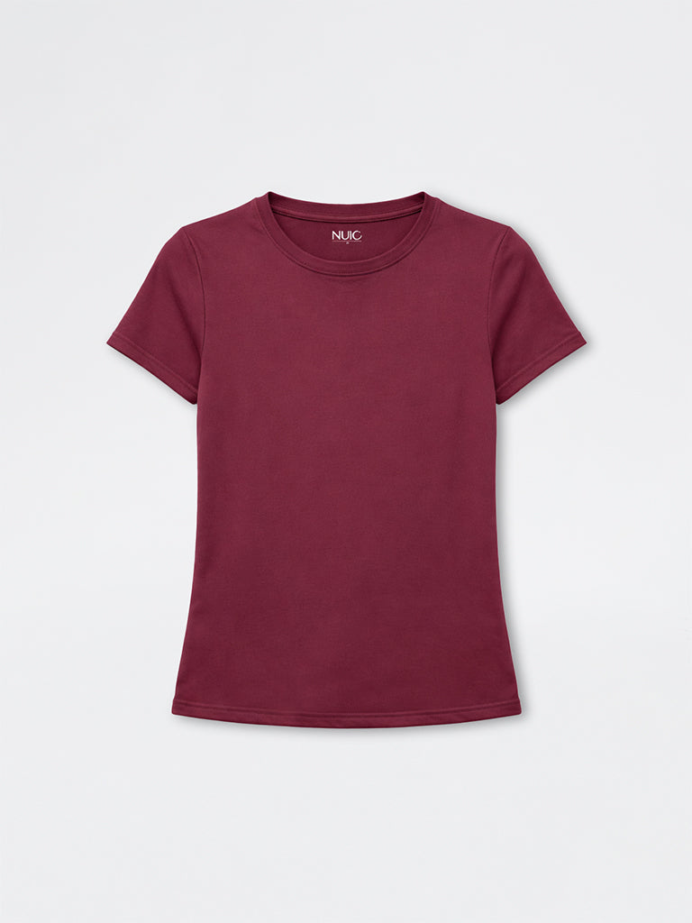 Nuoflexx Burgundy Solid T-Shirt