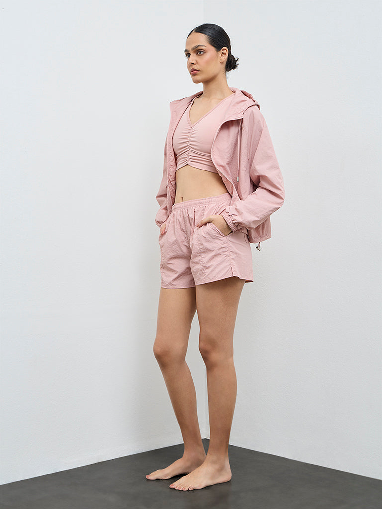 Nuoflexx Dusty Pink Textured High-Rise Shorts