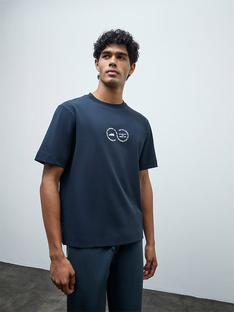 Nuoflexx Teal Typographic Relaxed-Fit Cotton-Blend T-Shirt