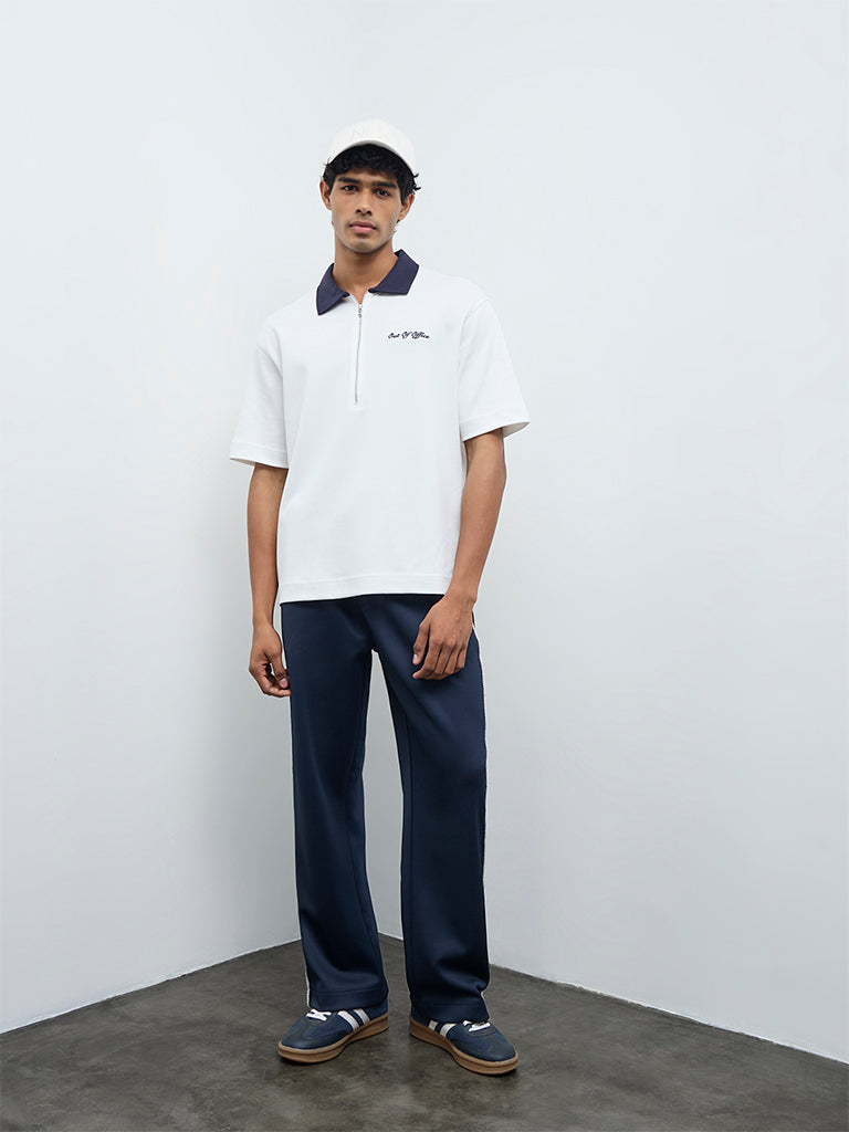 Nuoflexx White Text-Detail Relaxed-Fit Cotton-Blend T-Shirt