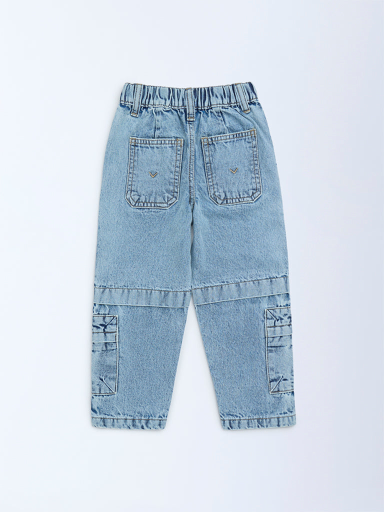 HOP Kids Boy Blue Faded Mid-Rise Jeans