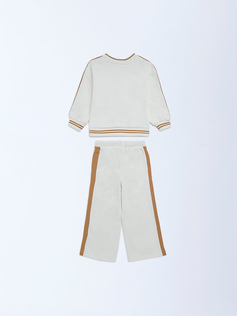 HOP Kids Girls Off-White Cotton-Blend Co-ord Set
